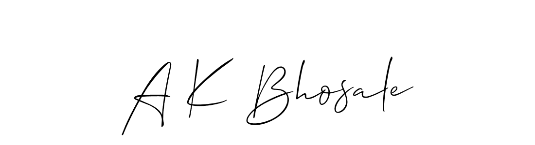 How to make A K Bhosale signature? Allison_Script is a professional autograph style. Create handwritten signature for A K Bhosale name. A K Bhosale signature style 2 images and pictures png