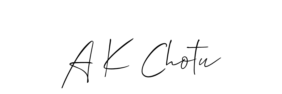 Also we have A K Chotu name is the best signature style. Create professional handwritten signature collection using Allison_Script autograph style. A K Chotu signature style 2 images and pictures png