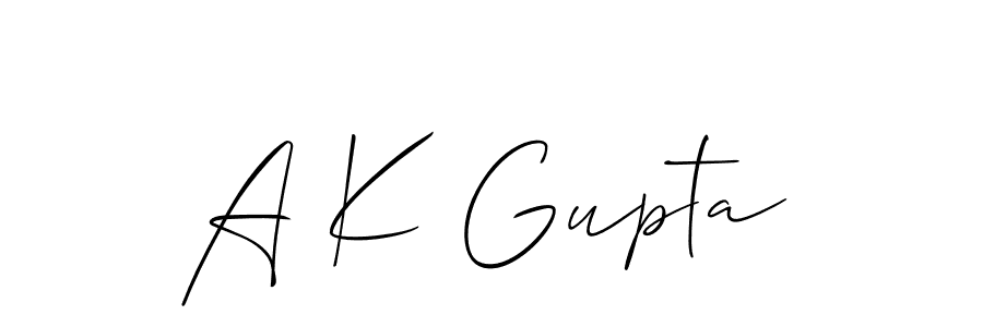 Allison_Script is a professional signature style that is perfect for those who want to add a touch of class to their signature. It is also a great choice for those who want to make their signature more unique. Get A K Gupta name to fancy signature for free. A K Gupta signature style 2 images and pictures png