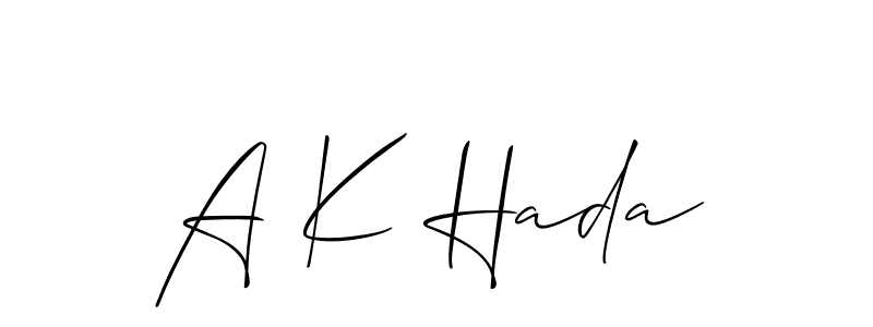 This is the best signature style for the A K Hada name. Also you like these signature font (Allison_Script). Mix name signature. A K Hada signature style 2 images and pictures png