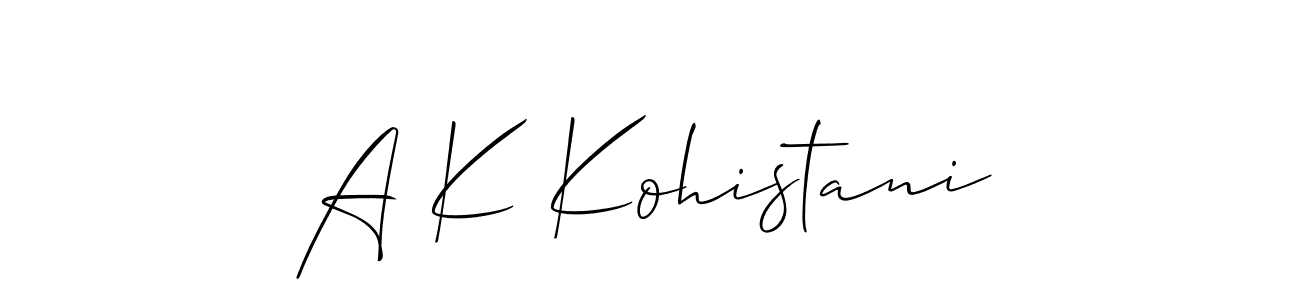 Create a beautiful signature design for name A K Kohistani. With this signature (Allison_Script) fonts, you can make a handwritten signature for free. A K Kohistani signature style 2 images and pictures png