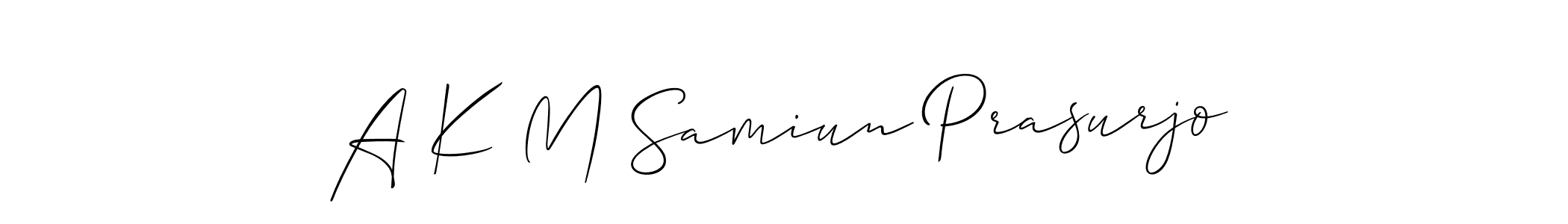 Use a signature maker to create a handwritten signature online. With this signature software, you can design (Allison_Script) your own signature for name A K M Samiun Prasurjo. A K M Samiun Prasurjo signature style 2 images and pictures png