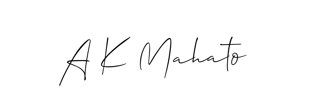 Also You can easily find your signature by using the search form. We will create A K Mahato name handwritten signature images for you free of cost using Allison_Script sign style. A K Mahato signature style 2 images and pictures png