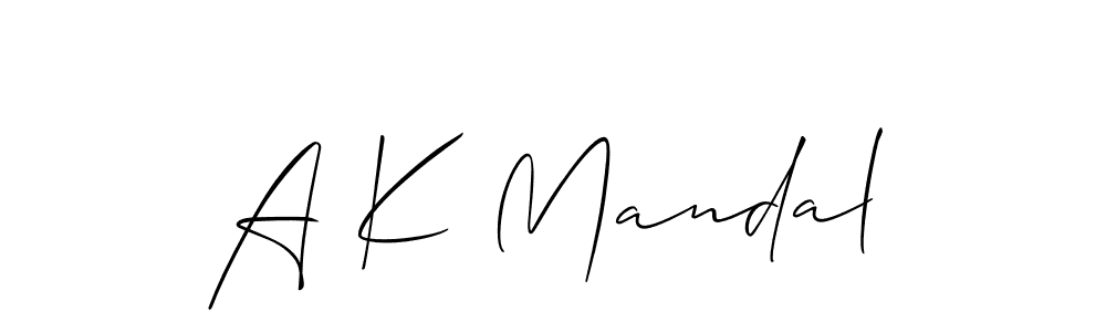 Allison_Script is a professional signature style that is perfect for those who want to add a touch of class to their signature. It is also a great choice for those who want to make their signature more unique. Get A K Mandal name to fancy signature for free. A K Mandal signature style 2 images and pictures png