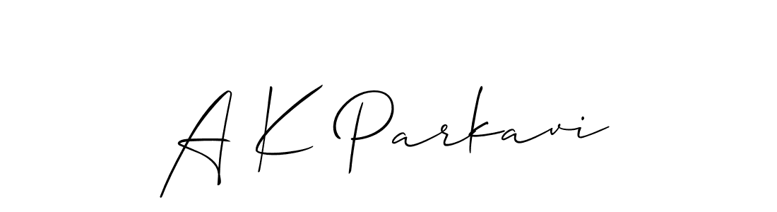 The best way (Allison_Script) to make a short signature is to pick only two or three words in your name. The name A K Parkavi include a total of six letters. For converting this name. A K Parkavi signature style 2 images and pictures png