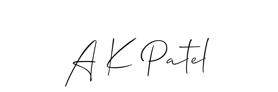 Make a beautiful signature design for name A K Patel. With this signature (Allison_Script) style, you can create a handwritten signature for free. A K Patel signature style 2 images and pictures png