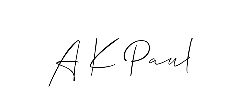 How to make A K Paul signature? Allison_Script is a professional autograph style. Create handwritten signature for A K Paul name. A K Paul signature style 2 images and pictures png
