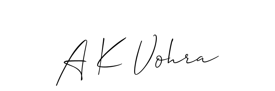 Use a signature maker to create a handwritten signature online. With this signature software, you can design (Allison_Script) your own signature for name A K Vohra. A K Vohra signature style 2 images and pictures png