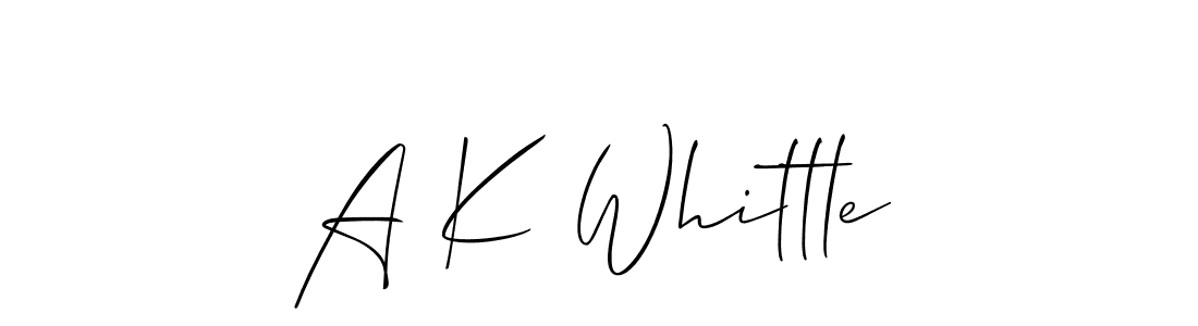 The best way (Allison_Script) to make a short signature is to pick only two or three words in your name. The name A K Whittle include a total of six letters. For converting this name. A K Whittle signature style 2 images and pictures png