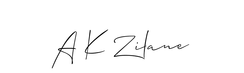 Also we have A K Zilane name is the best signature style. Create professional handwritten signature collection using Allison_Script autograph style. A K Zilane signature style 2 images and pictures png