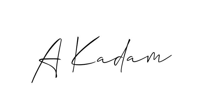 The best way (Allison_Script) to make a short signature is to pick only two or three words in your name. The name A Kadam include a total of six letters. For converting this name. A Kadam signature style 2 images and pictures png