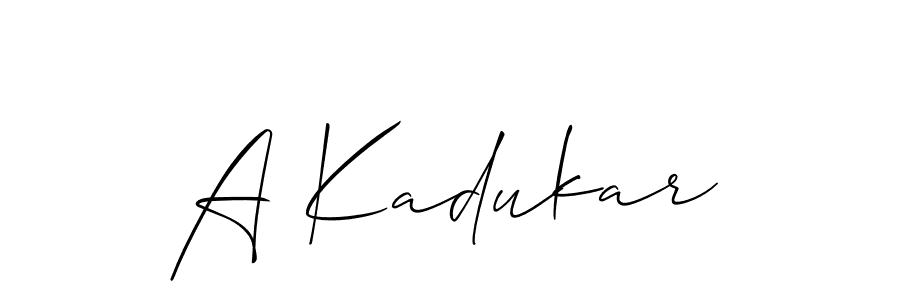 Also we have A Kadukar name is the best signature style. Create professional handwritten signature collection using Allison_Script autograph style. A Kadukar signature style 2 images and pictures png