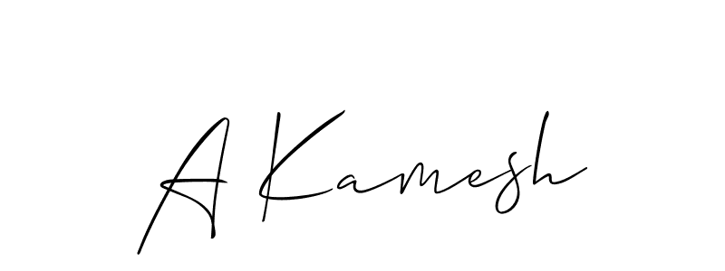 Also we have A Kamesh name is the best signature style. Create professional handwritten signature collection using Allison_Script autograph style. A Kamesh signature style 2 images and pictures png