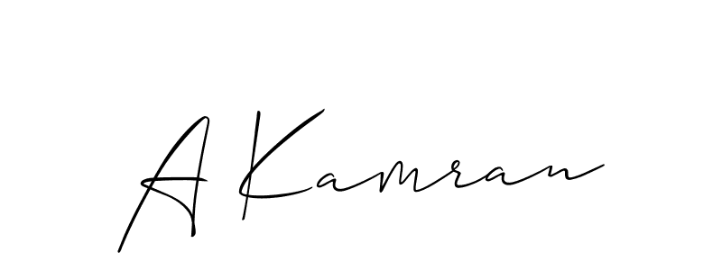Make a beautiful signature design for name A Kamran. With this signature (Allison_Script) style, you can create a handwritten signature for free. A Kamran signature style 2 images and pictures png