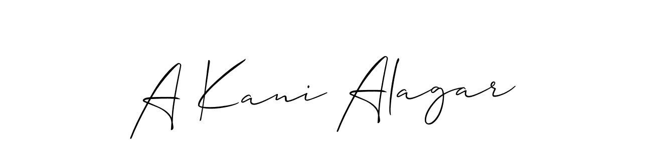 Allison_Script is a professional signature style that is perfect for those who want to add a touch of class to their signature. It is also a great choice for those who want to make their signature more unique. Get A Kani Alagar name to fancy signature for free. A Kani Alagar signature style 2 images and pictures png