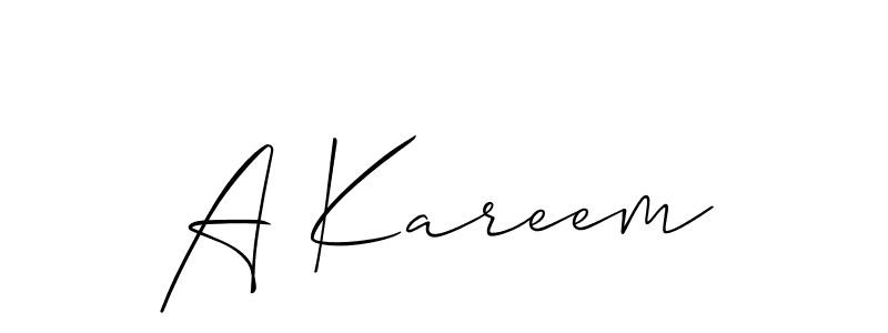 Create a beautiful signature design for name A Kareem. With this signature (Allison_Script) fonts, you can make a handwritten signature for free. A Kareem signature style 2 images and pictures png