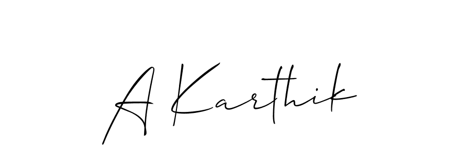 Make a short A Karthik signature style. Manage your documents anywhere anytime using Allison_Script. Create and add eSignatures, submit forms, share and send files easily. A Karthik signature style 2 images and pictures png