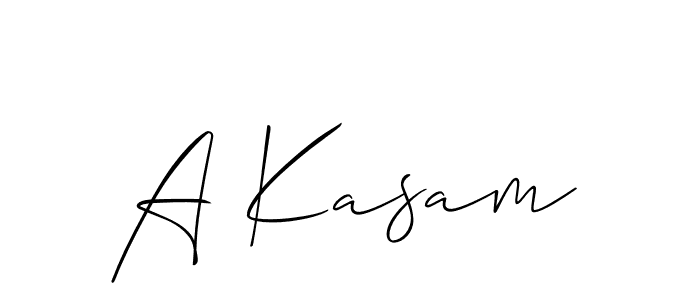 Allison_Script is a professional signature style that is perfect for those who want to add a touch of class to their signature. It is also a great choice for those who want to make their signature more unique. Get A Kasam name to fancy signature for free. A Kasam signature style 2 images and pictures png