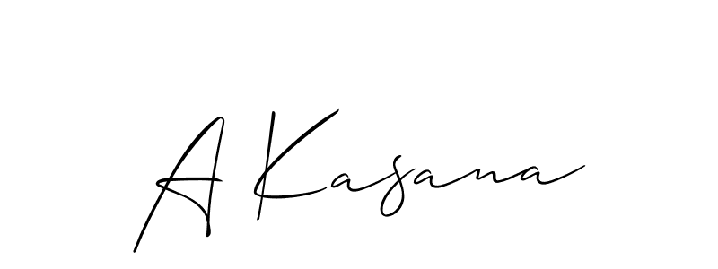 The best way (Allison_Script) to make a short signature is to pick only two or three words in your name. The name A Kasana include a total of six letters. For converting this name. A Kasana signature style 2 images and pictures png