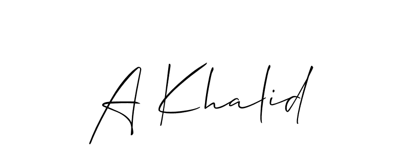 Also You can easily find your signature by using the search form. We will create A Khalid name handwritten signature images for you free of cost using Allison_Script sign style. A Khalid signature style 2 images and pictures png