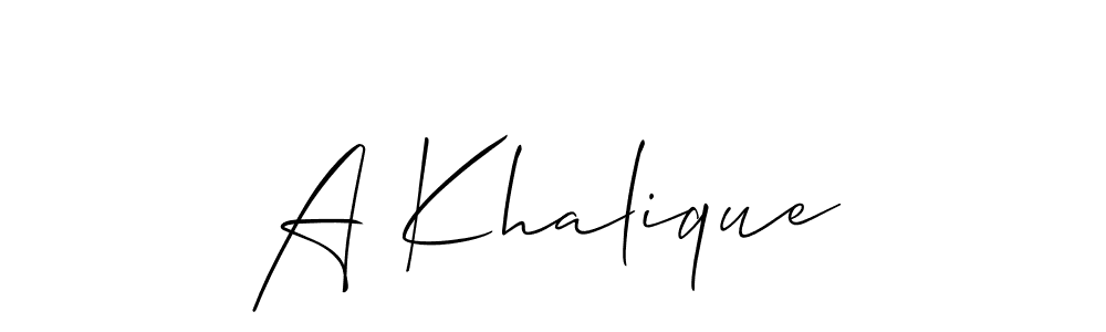 Use a signature maker to create a handwritten signature online. With this signature software, you can design (Allison_Script) your own signature for name A Khalique. A Khalique signature style 2 images and pictures png