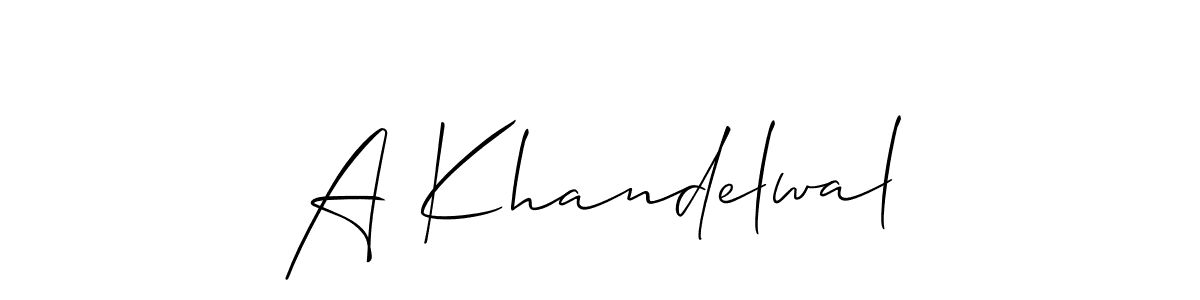 How to make A Khandelwal name signature. Use Allison_Script style for creating short signs online. This is the latest handwritten sign. A Khandelwal signature style 2 images and pictures png