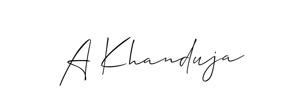 It looks lik you need a new signature style for name A Khanduja. Design unique handwritten (Allison_Script) signature with our free signature maker in just a few clicks. A Khanduja signature style 2 images and pictures png