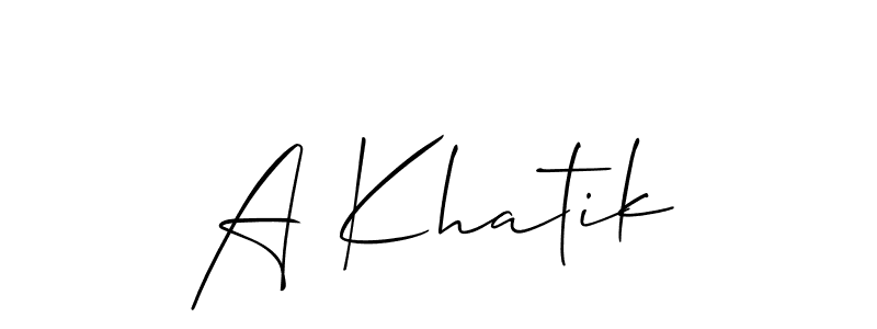 The best way (Allison_Script) to make a short signature is to pick only two or three words in your name. The name A Khatik include a total of six letters. For converting this name. A Khatik signature style 2 images and pictures png