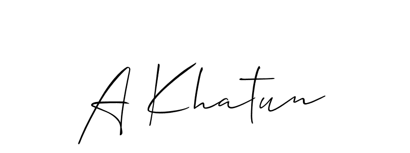 Similarly Allison_Script is the best handwritten signature design. Signature creator online .You can use it as an online autograph creator for name A Khatun. A Khatun signature style 2 images and pictures png