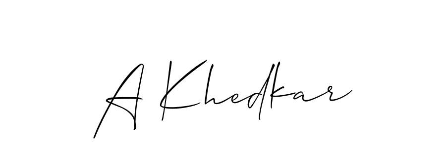 Design your own signature with our free online signature maker. With this signature software, you can create a handwritten (Allison_Script) signature for name A Khedkar. A Khedkar signature style 2 images and pictures png