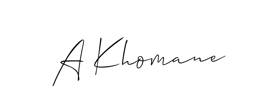 if you are searching for the best signature style for your name A Khomane. so please give up your signature search. here we have designed multiple signature styles  using Allison_Script. A Khomane signature style 2 images and pictures png