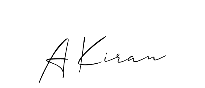 Also we have A Kiran name is the best signature style. Create professional handwritten signature collection using Allison_Script autograph style. A Kiran signature style 2 images and pictures png