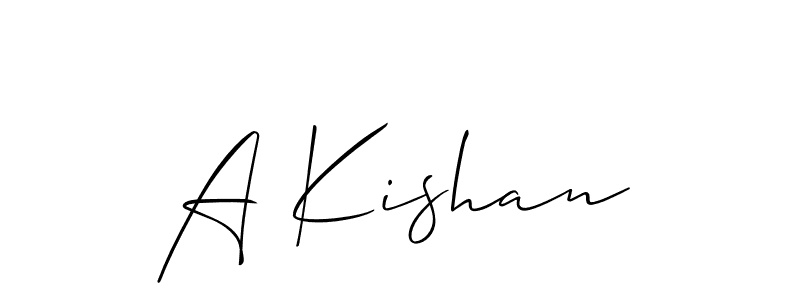 The best way (Allison_Script) to make a short signature is to pick only two or three words in your name. The name A Kishan include a total of six letters. For converting this name. A Kishan signature style 2 images and pictures png