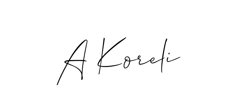 How to make A Koreli signature? Allison_Script is a professional autograph style. Create handwritten signature for A Koreli name. A Koreli signature style 2 images and pictures png