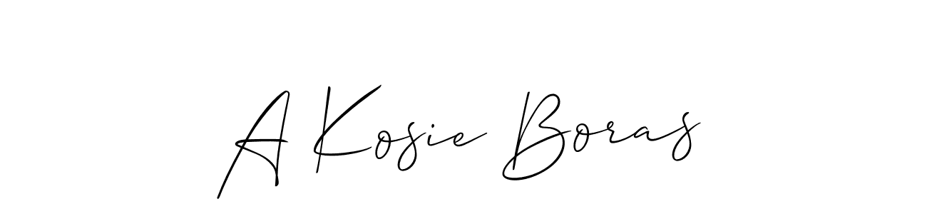 It looks lik you need a new signature style for name A Kosie Boras. Design unique handwritten (Allison_Script) signature with our free signature maker in just a few clicks. A Kosie Boras signature style 2 images and pictures png