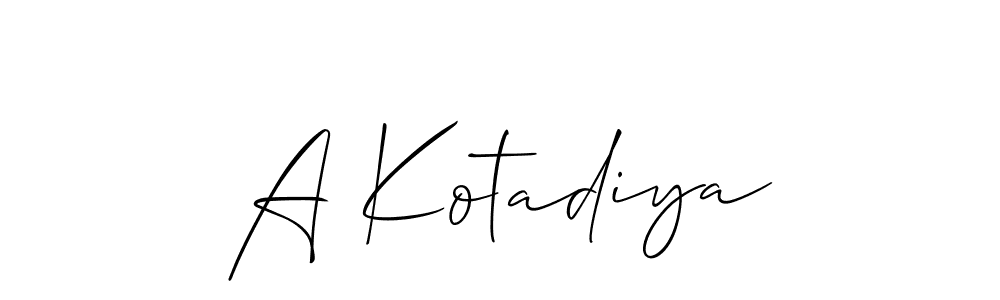 Create a beautiful signature design for name A Kotadiya. With this signature (Allison_Script) fonts, you can make a handwritten signature for free. A Kotadiya signature style 2 images and pictures png