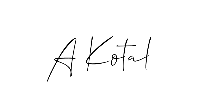 The best way (Allison_Script) to make a short signature is to pick only two or three words in your name. The name A Kotal include a total of six letters. For converting this name. A Kotal signature style 2 images and pictures png