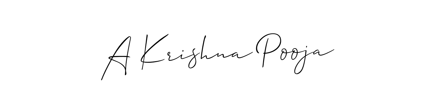 Create a beautiful signature design for name A Krishna Pooja. With this signature (Allison_Script) fonts, you can make a handwritten signature for free. A Krishna Pooja signature style 2 images and pictures png