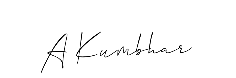 Use a signature maker to create a handwritten signature online. With this signature software, you can design (Allison_Script) your own signature for name A Kumbhar. A Kumbhar signature style 2 images and pictures png