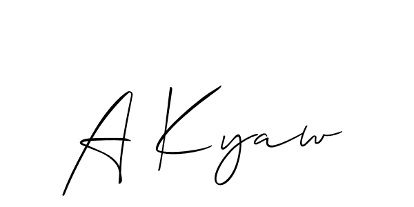 Create a beautiful signature design for name A Kyaw. With this signature (Allison_Script) fonts, you can make a handwritten signature for free. A Kyaw signature style 2 images and pictures png