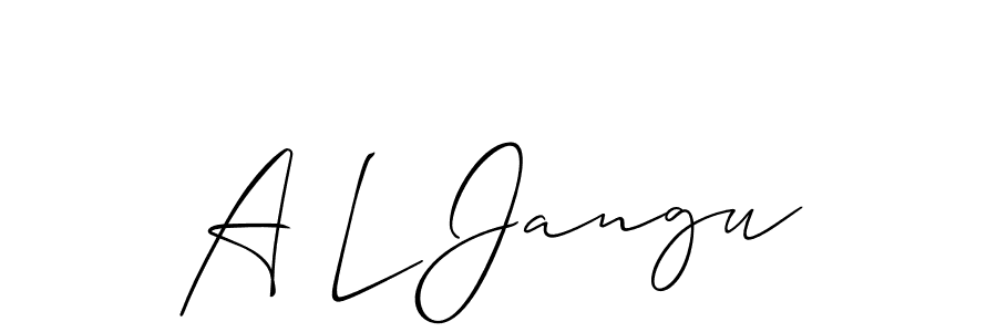 if you are searching for the best signature style for your name A L Jangu. so please give up your signature search. here we have designed multiple signature styles  using Allison_Script. A L Jangu signature style 2 images and pictures png