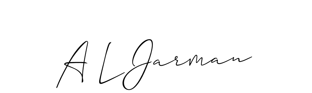 The best way (Allison_Script) to make a short signature is to pick only two or three words in your name. The name A L Jarman include a total of six letters. For converting this name. A L Jarman signature style 2 images and pictures png
