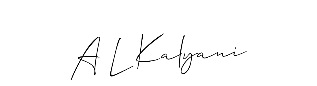 Make a short A L Kalyani signature style. Manage your documents anywhere anytime using Allison_Script. Create and add eSignatures, submit forms, share and send files easily. A L Kalyani signature style 2 images and pictures png