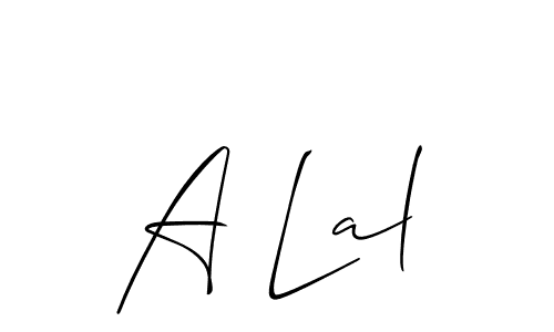 Design your own signature with our free online signature maker. With this signature software, you can create a handwritten (Allison_Script) signature for name A Lal. A Lal signature style 2 images and pictures png