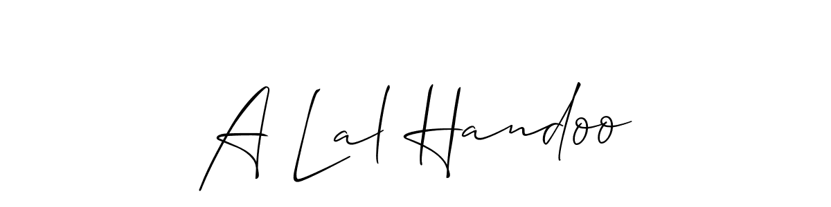 This is the best signature style for the A Lal Handoo name. Also you like these signature font (Allison_Script). Mix name signature. A Lal Handoo signature style 2 images and pictures png