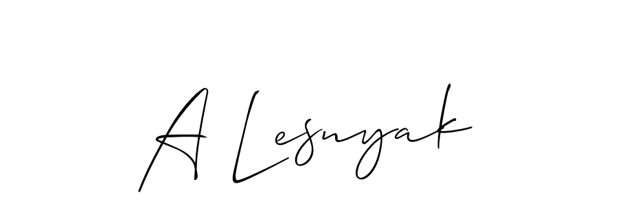 Create a beautiful signature design for name A Lesnyak. With this signature (Allison_Script) fonts, you can make a handwritten signature for free. A Lesnyak signature style 2 images and pictures png