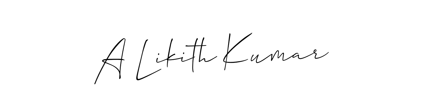 Similarly Allison_Script is the best handwritten signature design. Signature creator online .You can use it as an online autograph creator for name A Likith Kumar. A Likith Kumar signature style 2 images and pictures png