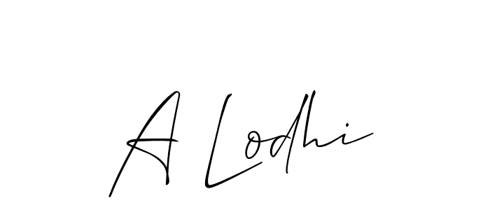 Use a signature maker to create a handwritten signature online. With this signature software, you can design (Allison_Script) your own signature for name A Lodhi. A Lodhi signature style 2 images and pictures png