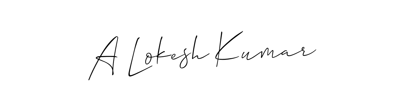 Design your own signature with our free online signature maker. With this signature software, you can create a handwritten (Allison_Script) signature for name A Lokesh Kumar. A Lokesh Kumar signature style 2 images and pictures png