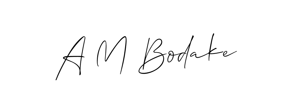 How to make A M Bodake name signature. Use Allison_Script style for creating short signs online. This is the latest handwritten sign. A M Bodake signature style 2 images and pictures png